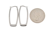 Ladda upp bild till gallerivisning, 14k White Gold Modern Contemporary Rectangle Hoop Earrings
