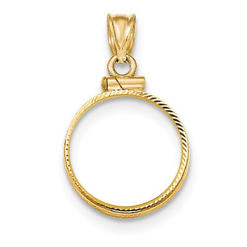 14k yellow gold holds 1/10 oz one tenth ounce american eagle coin holder bezel pendant charm screw top for 16.5mm x 1.3mm coins