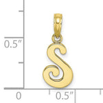 Afbeelding in Gallery-weergave laden, 10K Yellow Gold Script Initial Letter S Cursive Alphabet Pendant Charm
