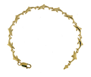 14k Yellow Gold Dolphin Bracelet 7 inch