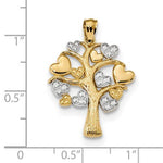 Carica l&#39;immagine nel visualizzatore di Gallery, 14k Yellow Gold and Rhodium Tree of Life Hearts Pendant Charm

