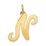 Afbeelding in Gallery-weergave laden, 14K Yellow Gold Initial Letter N Cursive Script Alphabet Pendant Charm

