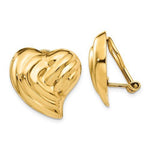 Lade das Bild in den Galerie-Viewer, 14k Yellow Gold Non Pierced Clip On Heart Omega Back Earrings
