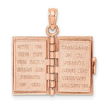 Load image into Gallery viewer, 14K Rose Gold Holy Bible Lord&#39;s Prayer Book 3D Pendant Charm
