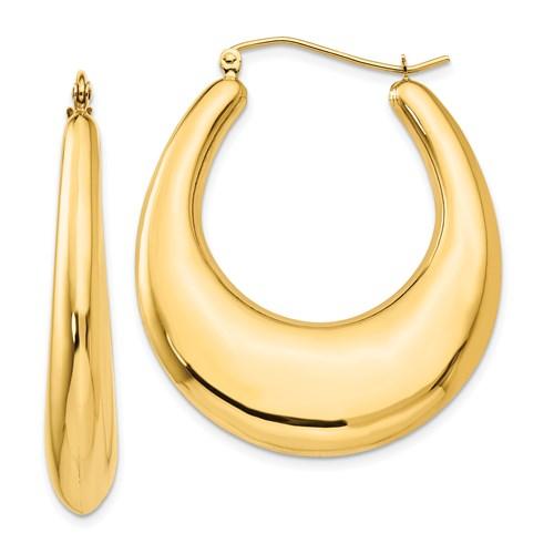 14K Yellow Gold Classic Fancy Shrimp Hoop Earrings