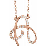 Charger l&#39;image dans la galerie, 14K Yellow Rose White Gold Diamond Letter A Initial Alphabet Necklace Made to Order

