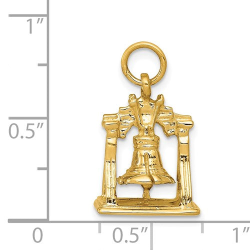 14k Yellow Gold Liberty Bell 3D Pendant Charm
