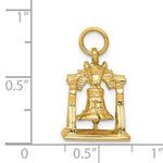 Lataa kuva Galleria-katseluun, 14k Yellow Gold Liberty Bell 3D Pendant Charm
