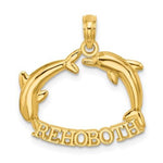 Cargar imagen en el visor de la galería, 14k Yellow Gold Rehoboth DE Dolphins Pendant Charm

