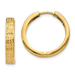 Carregar imagem no visualizador da galeria, 14k Yellow Gold Classic Textured Hinged Hoop Huggie Earrings
