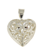 Afbeelding in Gallery-weergave laden, Sterling Silver Puffy Filigree Heart 3D Pendant Charm
