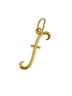 Load image into Gallery viewer, 14K Yellow Gold Lowercase Initial Letter F Script Cursive Alphabet Pendant Charm
