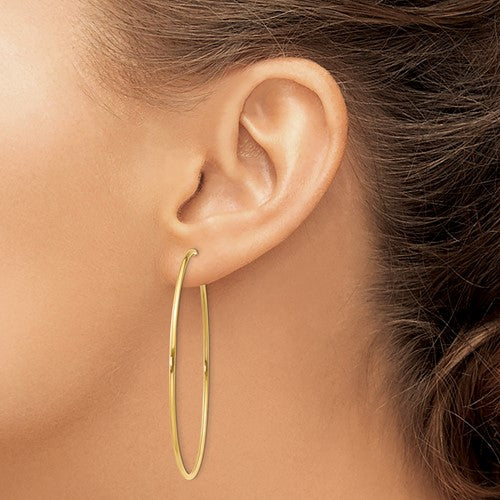 14K Yellow Gold 52mm x 1.5mm Endless Round Hoop Earrings