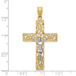 Φόρτωση εικόνας στο εργαλείο προβολής Συλλογής, 14k Gold Two Tone Cross Crucifix Filigree Pendant Charm - [cklinternational]
