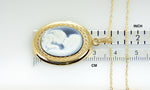 Load image into Gallery viewer, 14k Yellow Gold Mother Child Blue Agate Cameo Oval Locket Pendant Charm Personalized Engraved Monogram
