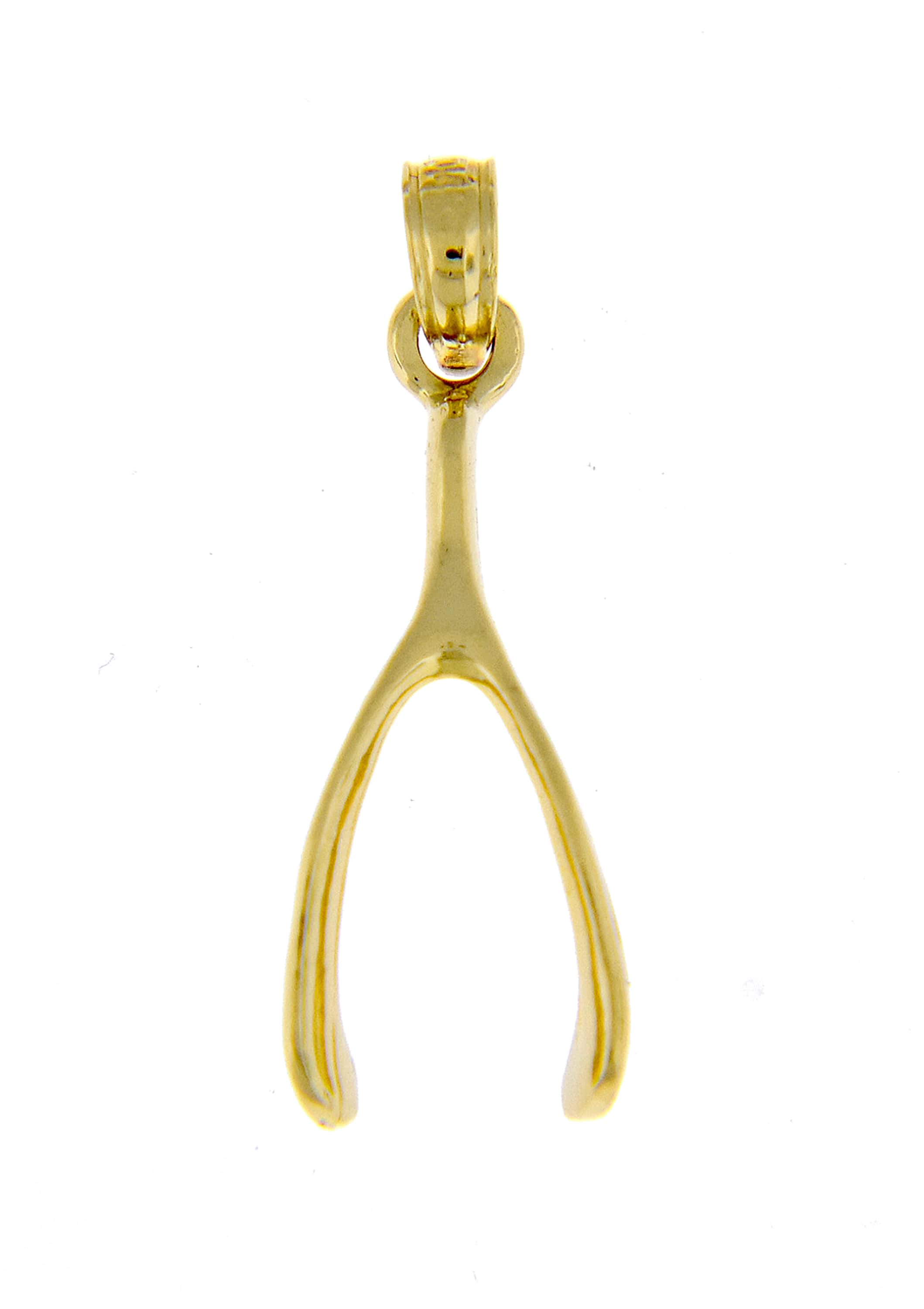 14k Yellow Gold Wishbone Pendant Charm