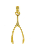 Afbeelding in Gallery-weergave laden, 14k Yellow Gold Wishbone Pendant Charm
