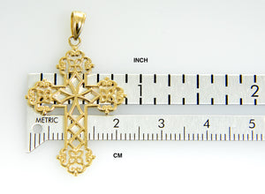 14k Yellow Gold Cross Lacey Pendant Charm - [cklinternational]