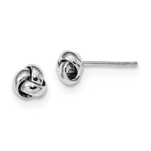 14k White Gold Small Classic Love Knot Stud Post Earrings