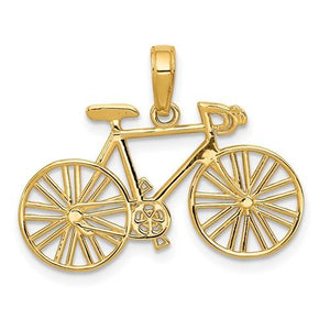 14k Yellow Gold Bicycle Pendant Charm