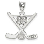 Afbeelding in Gallery-weergave laden, 14k Yellow White Gold Sterling Silver Ice Hockey Personalized Engraved Pendant
