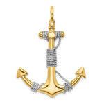 Afbeelding in Gallery-weergave laden, 14k Yellow 14k White Gold Two Tone Anchor Rope 3D Large Pendant Charm
