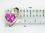 Carregar imagem no visualizador da galeria, 14k White Gold Lab Created Pink Sapphire with Genuine Diamond Chain Slide Pendant Charm
