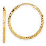 Load image into Gallery viewer, 14k Yellow Gold 24mm x 1.35mm Diamond Cut Round Endless Hoop Earrings
