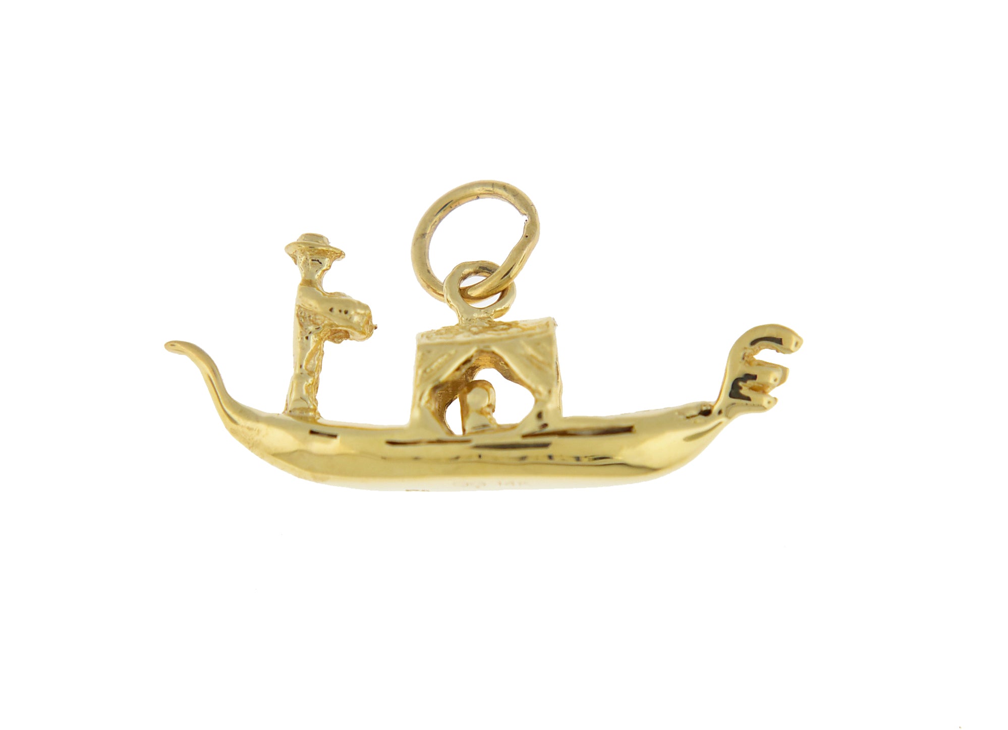 14k Yellow Gold Venetian Gondola 3D Pendant Charm - [cklinternational]