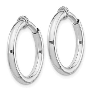 Sterling Silver Classic Round Endless Hoop Non Pierced Clip On Earrings 18mm x 2.5mm