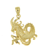 Φόρτωση εικόνας στο εργαλείο προβολής Συλλογής, 14k Yellow Gold Capricorn Zodiac Horoscope Large Pendant Charm
