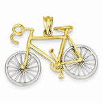 Indlæs billede til gallerivisning 14k Gold Two Tone Large Bicycle Moveable 3D Pendant Charm - [cklinternational]
