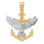 画像をギャラリービューアに読み込む, 14k Gold Two Tone Mariners Cross Eagle Anchor Pendant Charm - [cklinternational]
