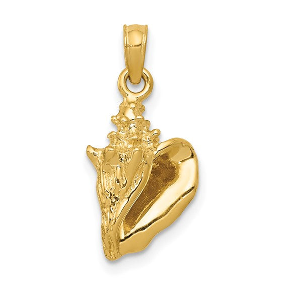 14k Yellow Gold Conch Shell 3D Pendant Charm - [cklinternational]