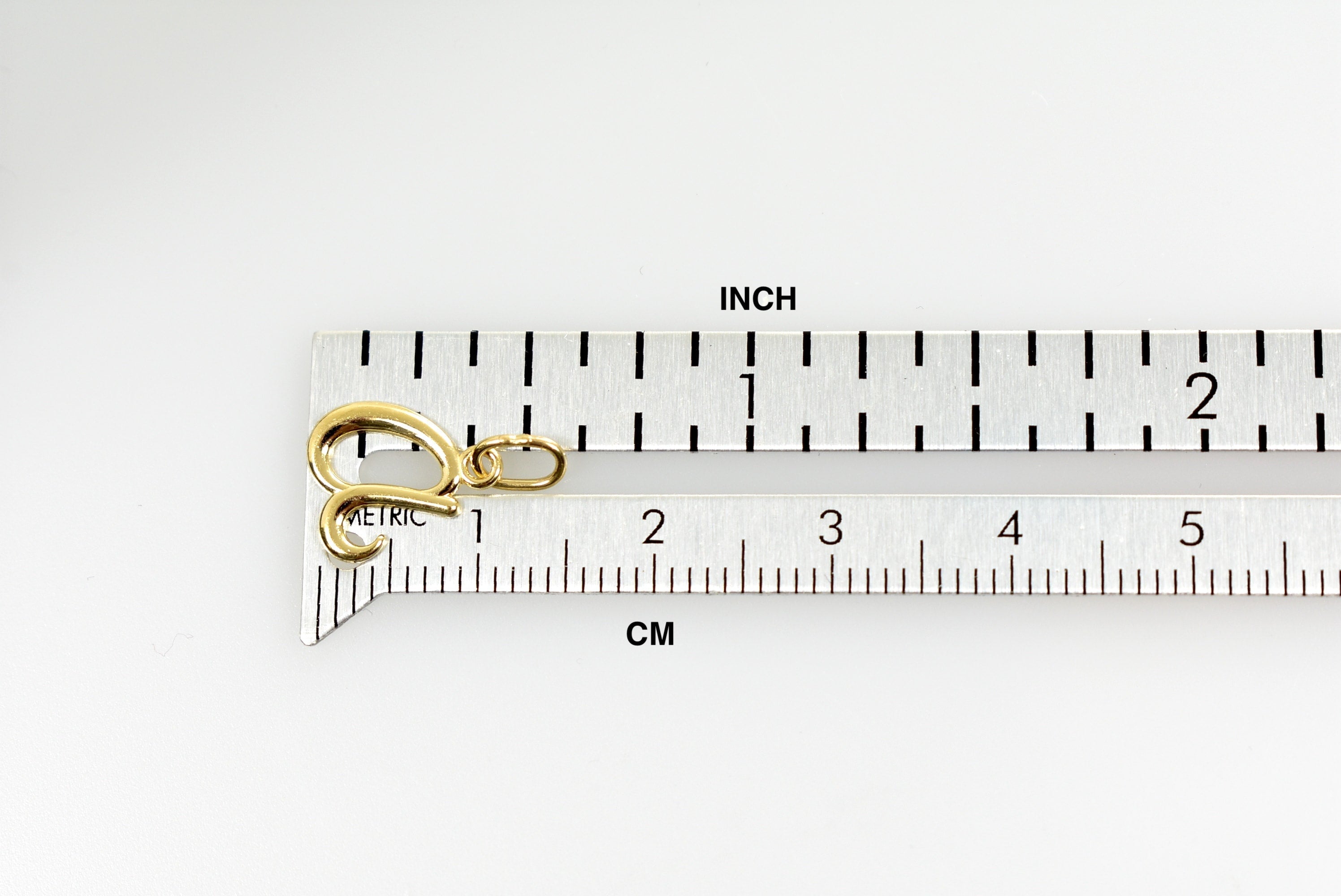 10K Yellow Gold Lowercase Initial Letter A Script Cursive Alphabet Pendant Charm