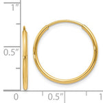Carregar imagem no visualizador da galeria, 14K Yellow Gold 17mm x 1.25mm Round Endless Hoop Earrings
