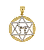 Load image into Gallery viewer, 14k Yellow Gold and Rhodium Star of David Pendant Charm
