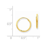 Kép betöltése a galériamegjelenítőbe: 14K Yellow Gold 12mm x 1.25mm Round Endless Hoop Earrings
