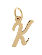 Load image into Gallery viewer, 14k Yellow Gold Script Letter K Initial Alphabet Pendant Charm
