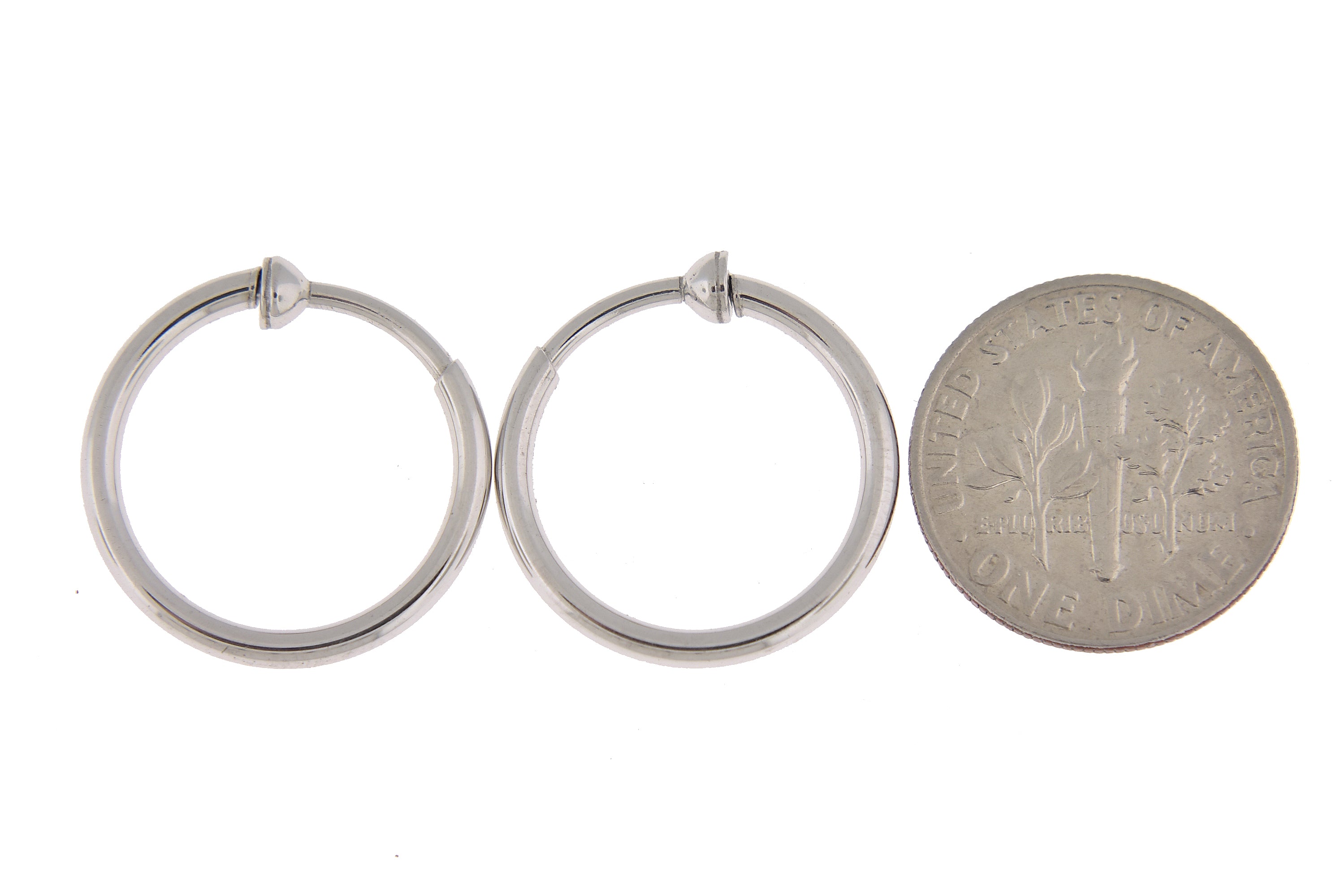 Sterling Silver Classic Round Endless Hoop Non Pierced Clip On Earrings 17mm x 2mm