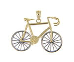Indlæs billede til gallerivisning 14k Gold Two Tone Large Bicycle Moveable 3D Pendant Charm - [cklinternational]
