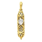 Load image into Gallery viewer, 14k Yellow Gold and Rhodium Mezuzah 3D Pendant Charm
