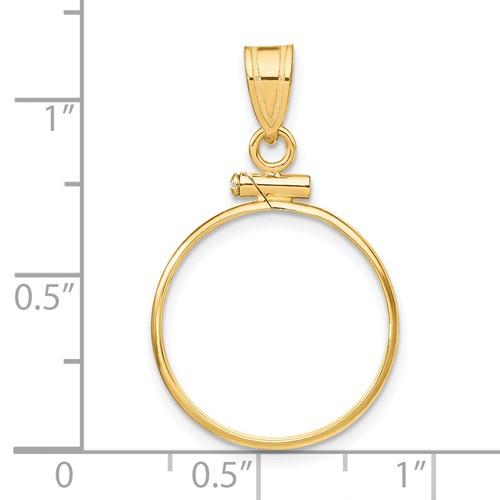 14K Yellow Gold Holds 18mm Coins or U.S. Dime 1/10 oz Panda 1/10 oz Cat Screw Top Coin Holder Bezel Pendant
