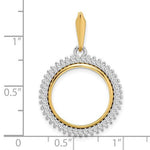 Load image into Gallery viewer, 14K Gold Two Tone Diamond Holds 16.5mm Coins 1/10 oz American Eagle 1/10 oz Krugerrand Coin Holder Bezel Prong Pendant Charm

