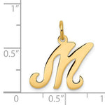 Afbeelding in Gallery-weergave laden, 14K Yellow Gold Initial Letter M Cursive Script Alphabet Pendant Charm
