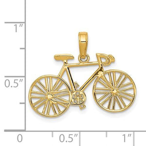 14k Yellow Gold Bicycle Pendant Charm