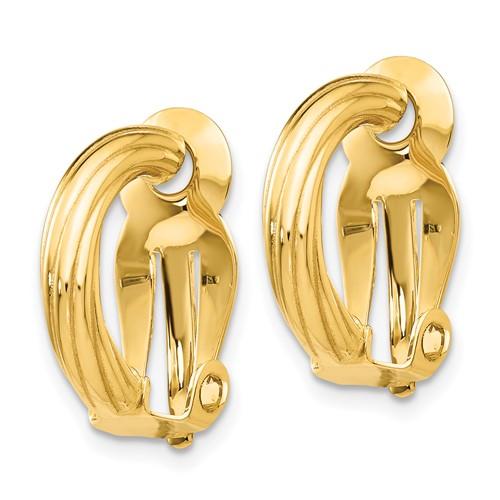 14k Yellow Gold Non Pierced Clip On  Omega Back Earrings