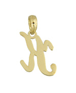 Load image into Gallery viewer, 10K Yellow Gold Script Initial Letter K Cursive Alphabet Pendant Charm
