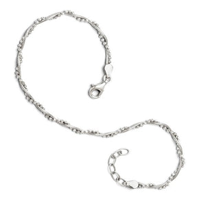Sterling Silver Beaded Twisted Snake Chain Adjustable Anklet