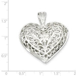 Carica l&#39;immagine nel visualizzatore di Gallery, Sterling Silver Puffy Filigree Heart 3D Large Pendant Charm
